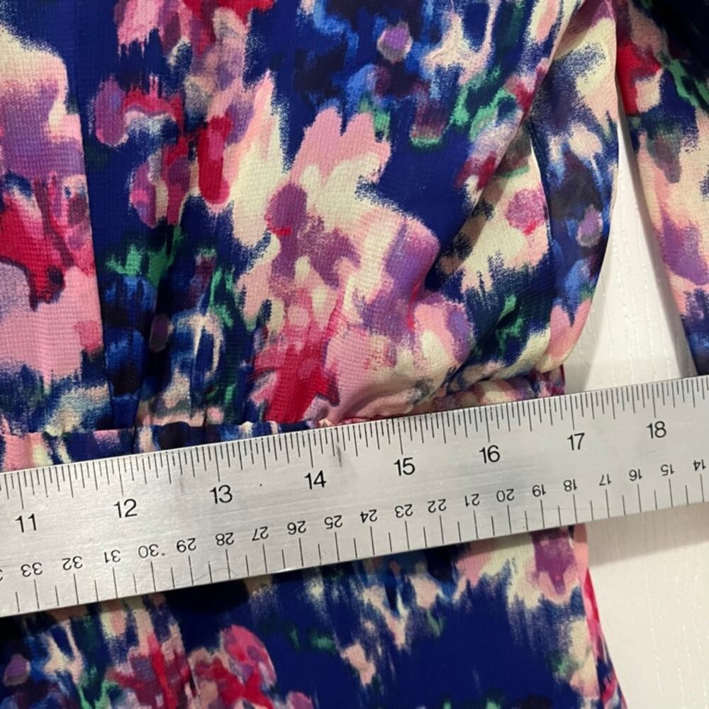 Julia Jordan Dress Floral Chiffon Women Size 16 New NWT Blue Pink V-Neck Flirty - Picture 8 of 16